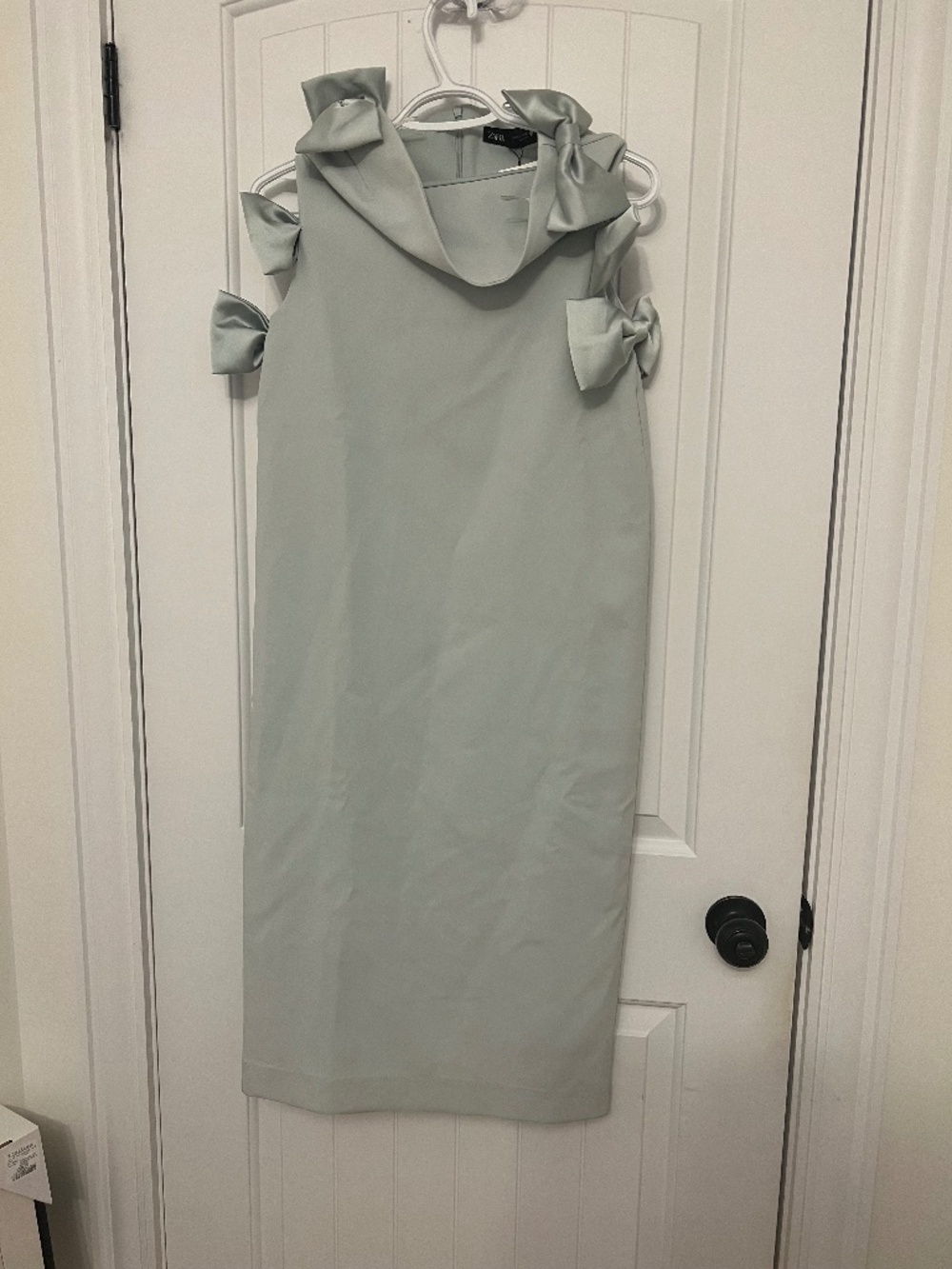 Zara grey Bow-Shoulder Shift Dress